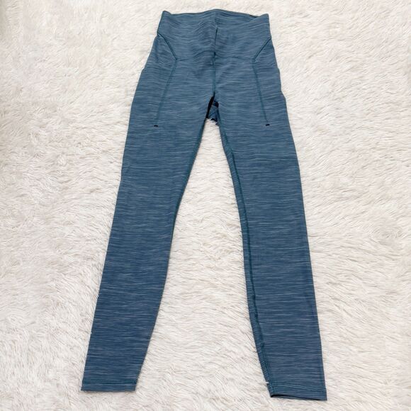 Women Lululemon Power Thru High-Rise Tight 25"Heathered Capture Blue Size 4 - Picture 3 of 9